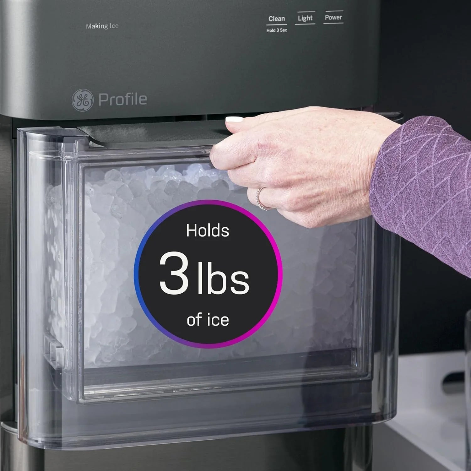 General Electric GE Ice Maker with Side Tank Black - Tashqila General Electric GE Ice Maker with Side Tank Black - Tashqila